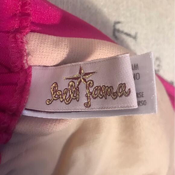 Luli Fama hot pink ruffle triangle halter bikini top Barbiecore size medium - Picture 4 of 6